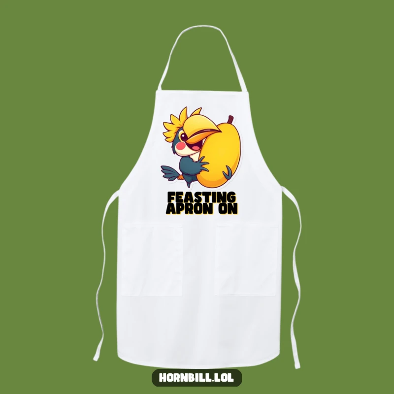 Funny Kitchen Apron: Hornbill's Fruit Feast for Joyful Cooking Adventures