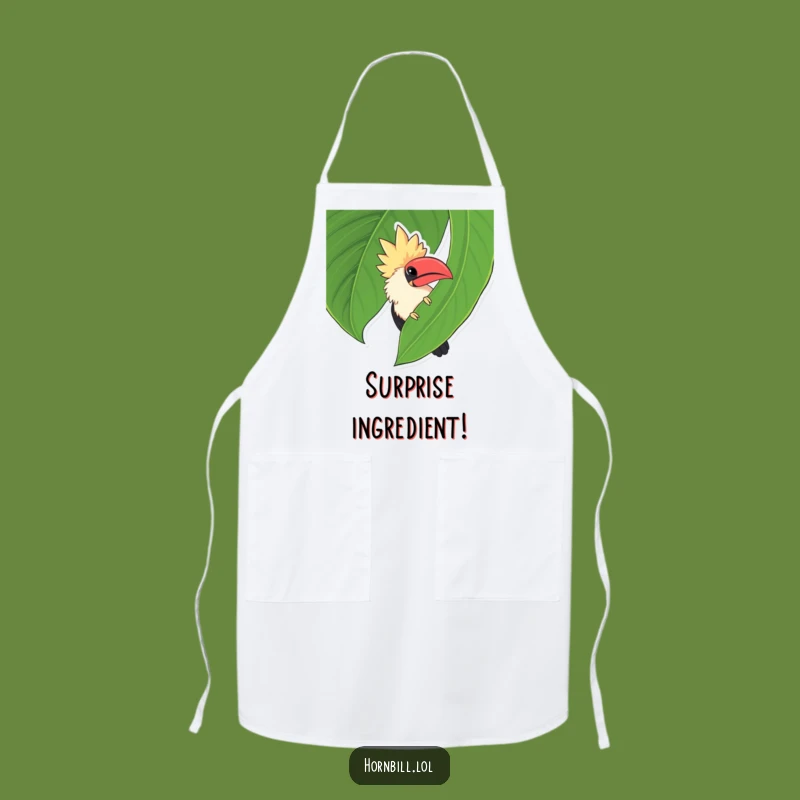 Funny Chubby Hornbill Leaf Peek Apron - Kitchen Hidden Bird Humor Gift
