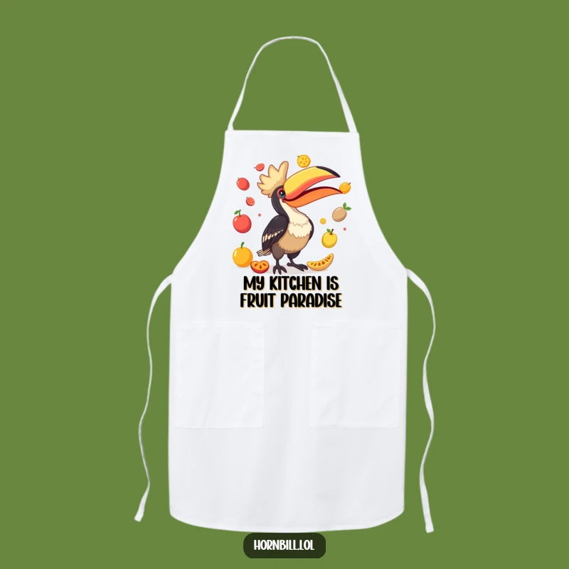 Funny Hornbill Juggling Fruits Apron - Chef's Comedy Kitchen Accessory!