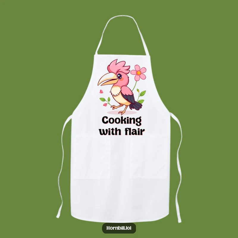 Funny Kawaii Hornbill Apron: Joyful Hopping Bird Kitchen Wear, Great Gift