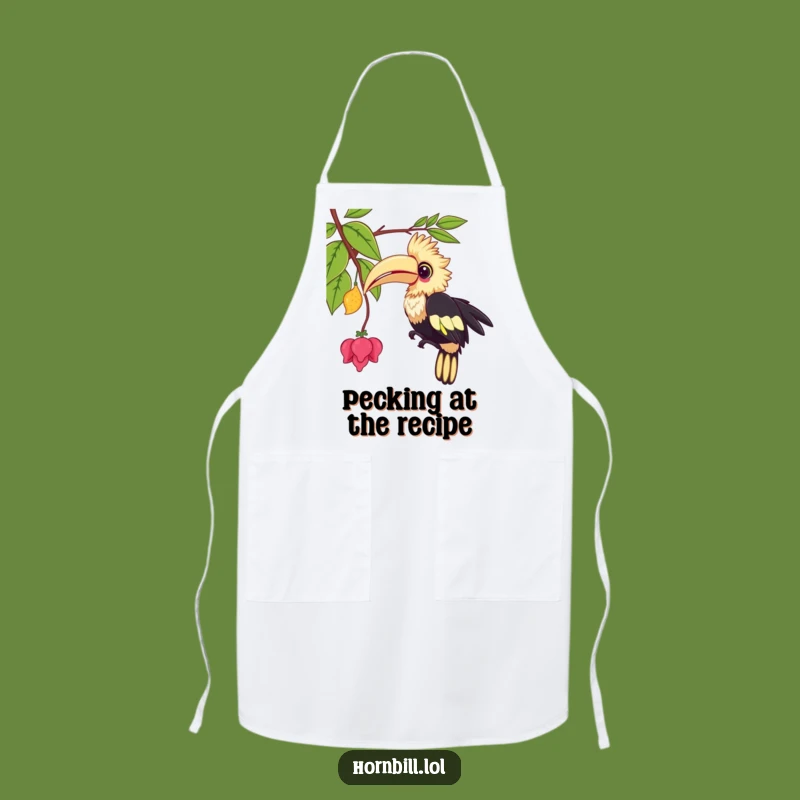 Funny Kawaii Hornbill Apron: Playful Bird Pecking, Kitchen Fun Gift