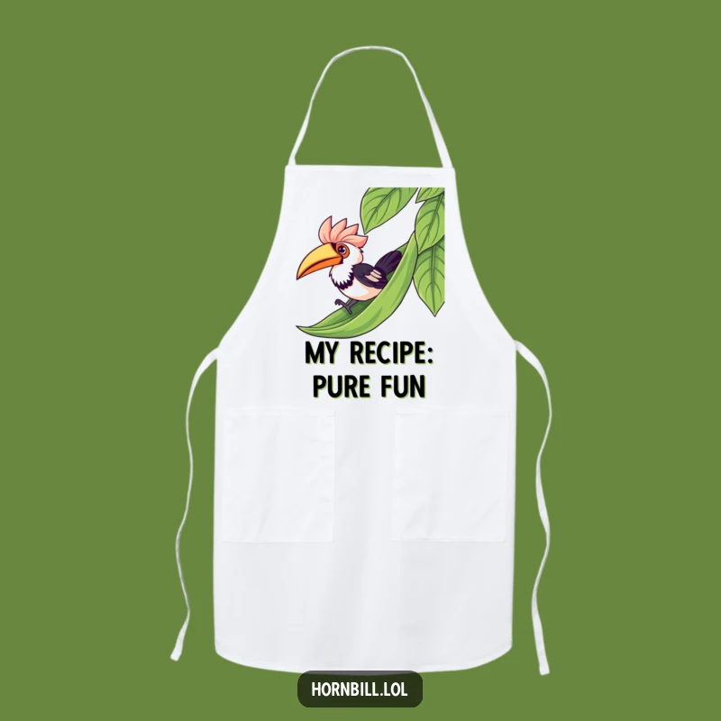 Funny Kawaii Hornbill Leaf Slide Apron - Kitchen Bird Humor Chef Gift