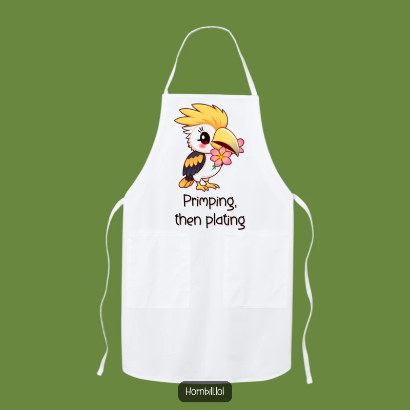 Funny Hornbill Flower Apron: Playful Chef Bird, Perfect Funny Gift for Kitchen Fun