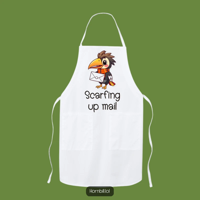 Funny Hornbill Mail Carrier Apron - Chef Bird, Vibrant Scarf, Perfect Funny Gift