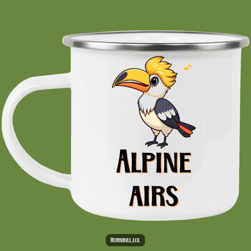 Funny Hornbill Camping Mug: Whistling Bird Enamel Mug, Outdoor Humorous Gift