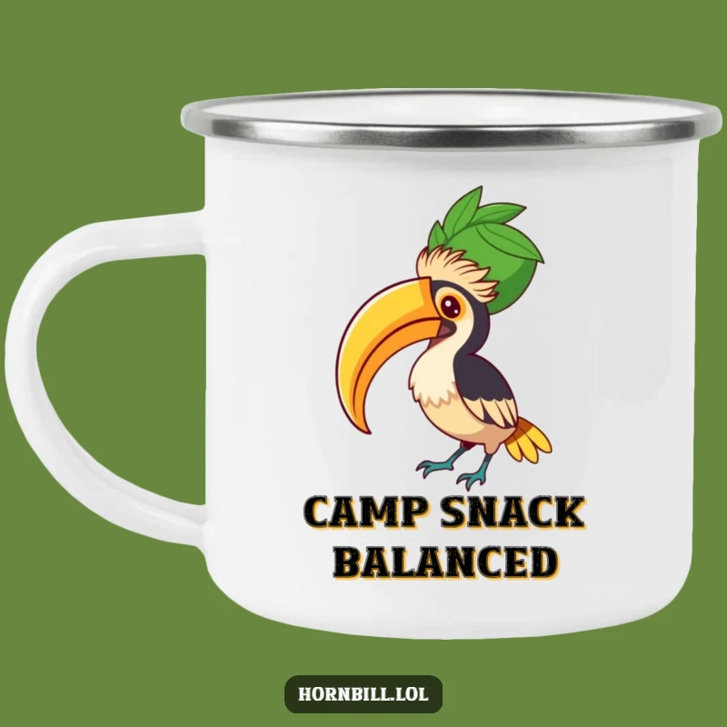 Funny Hornbill Fruit Balancer Camping Mug - Outdoor Bird Balance, Perfect Funny Gift