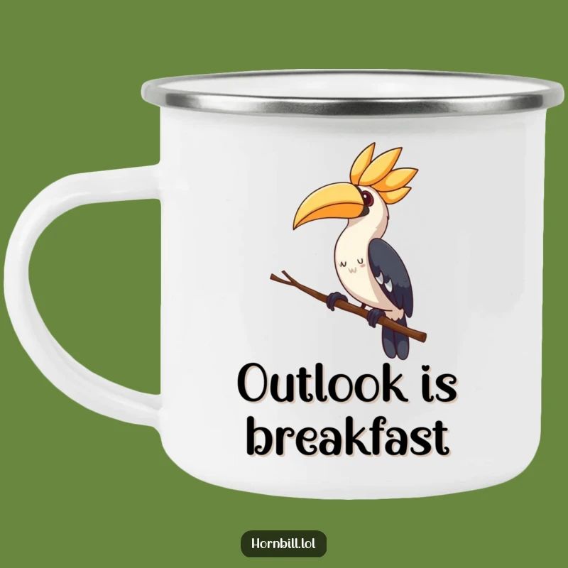 Cute Hornbill Camping Mug - Curious Head Tilt, Funny Outdoor Adventure Gift