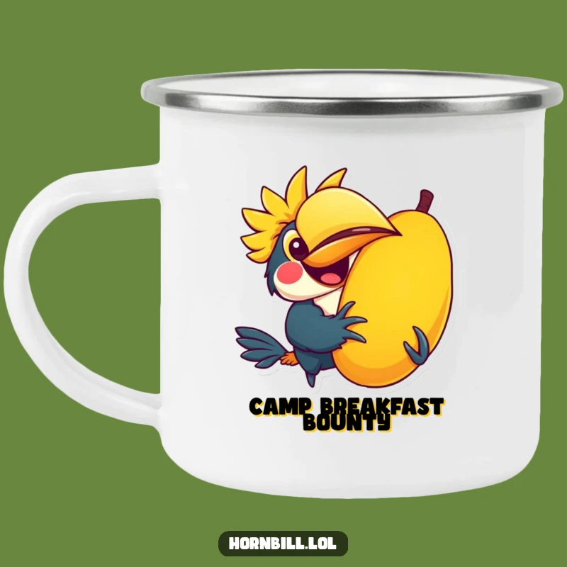 Funny Camping Mug: Hornbill's Fruit Adventure for Joyful Outdoor Sips