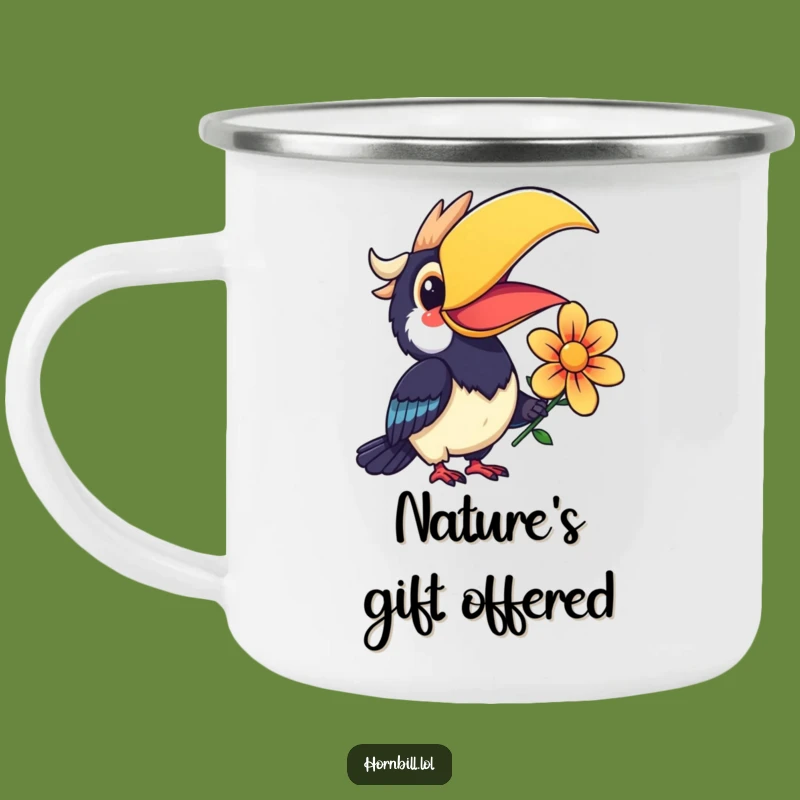 Funny Kawaii Hornbill Camping Mug: Durable Smiling Flower Drinkware, Gift