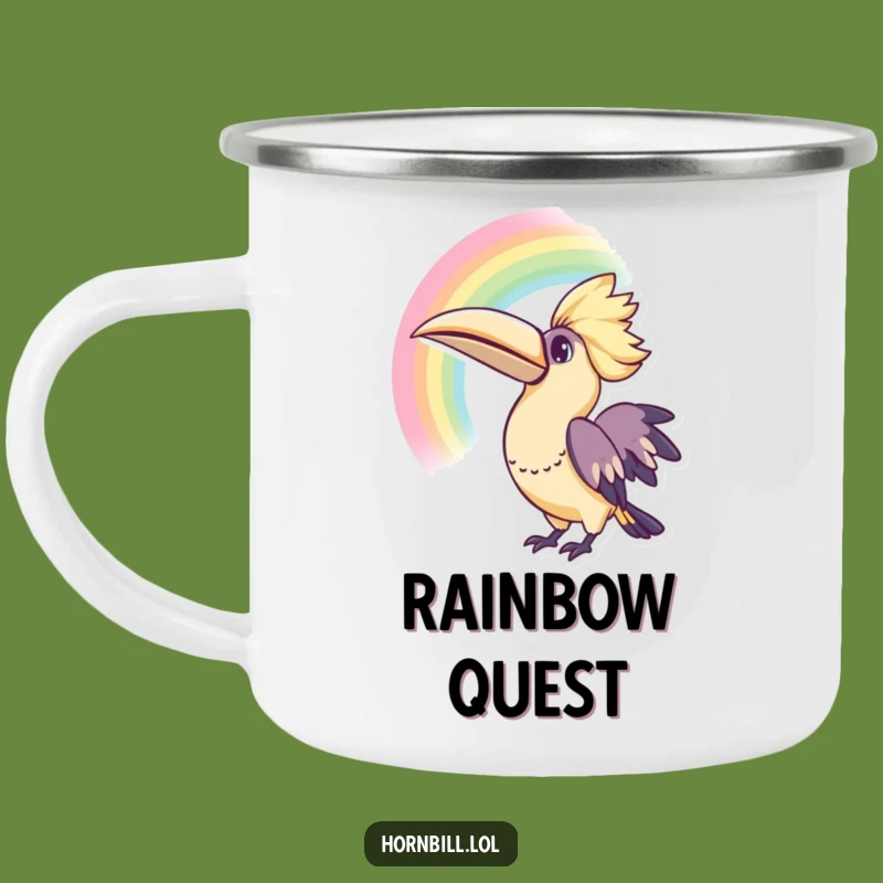 Funny Kawaii Hornbill Rainbow Camping Mug for Colorful Adventures