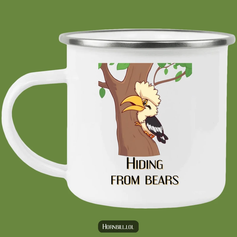 Funny Hornbill Hide-and-Seek Camping Mug - Adventure Giggle Bird Cup, Great Gift