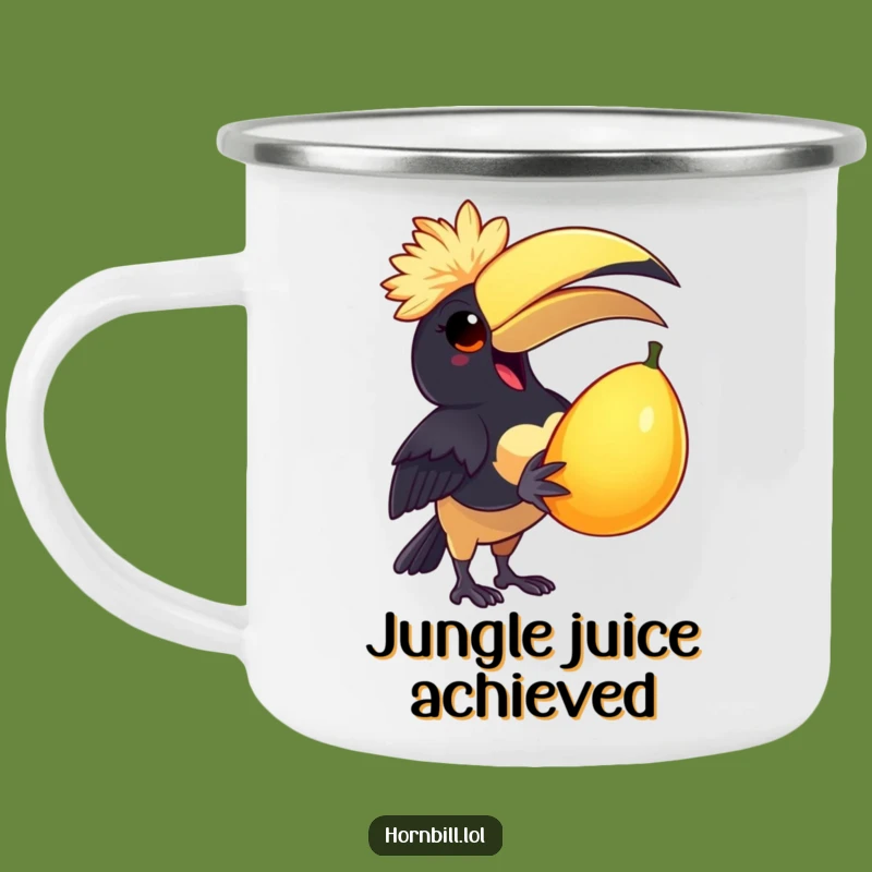 Funny Delighted Hornbill Camping Mug - Enjoy Treats with Humorous Style