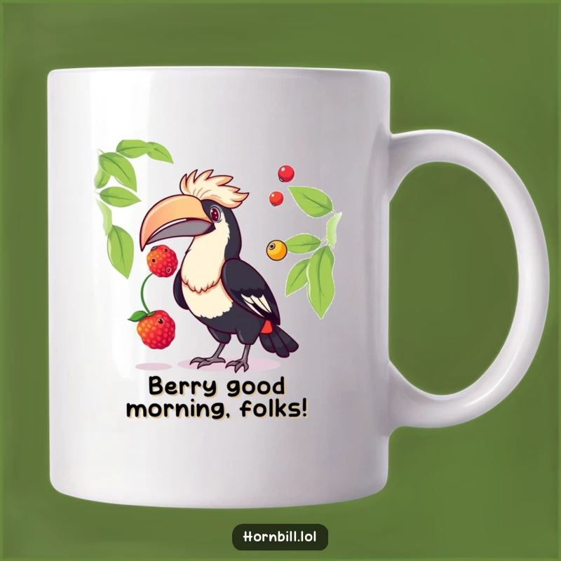 Funny Hornbill Juggling Berries Mug: A Playful Bird Gift for Bird Lovers