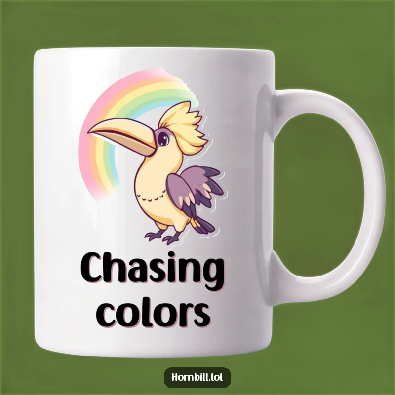 Funny Kawaii Hornbill Rainbow Mug a Curious and Colorful Gift
