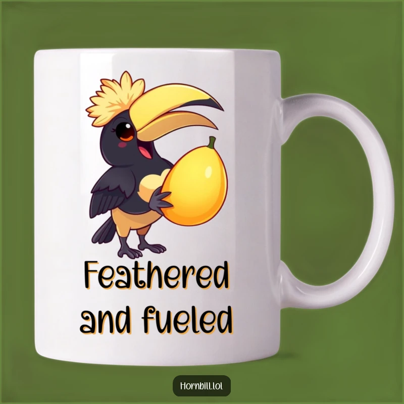 Funny Delighted Hornbill Fruit Mug - Joyful Bird Gift for Fruit Lovers