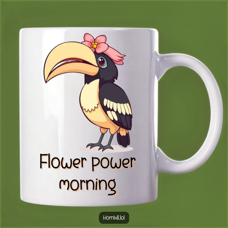 Funny Curious Hornbill Mug: Whimsical Flower Casque Gift!