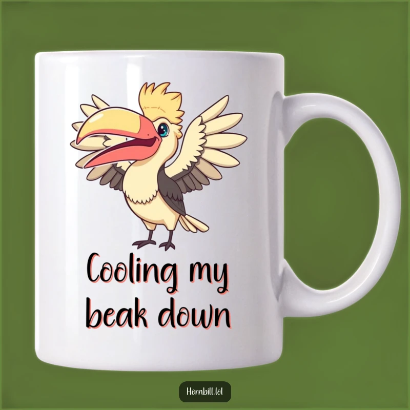 Funny Fanning Hornbill Mug: Giggle-worthy Bird Gift for Coffee Lovers, Unique Humor!