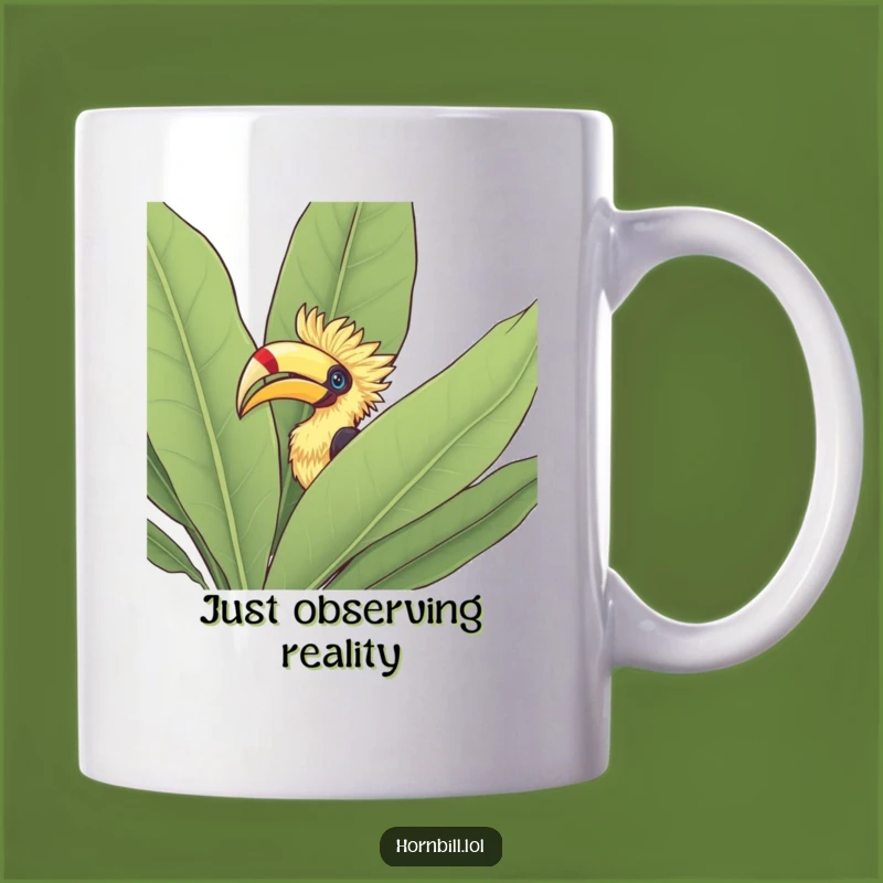 Funny Hornbill Bush Mug: Curious Bird Surprise, Unique Nature Funny Gift!