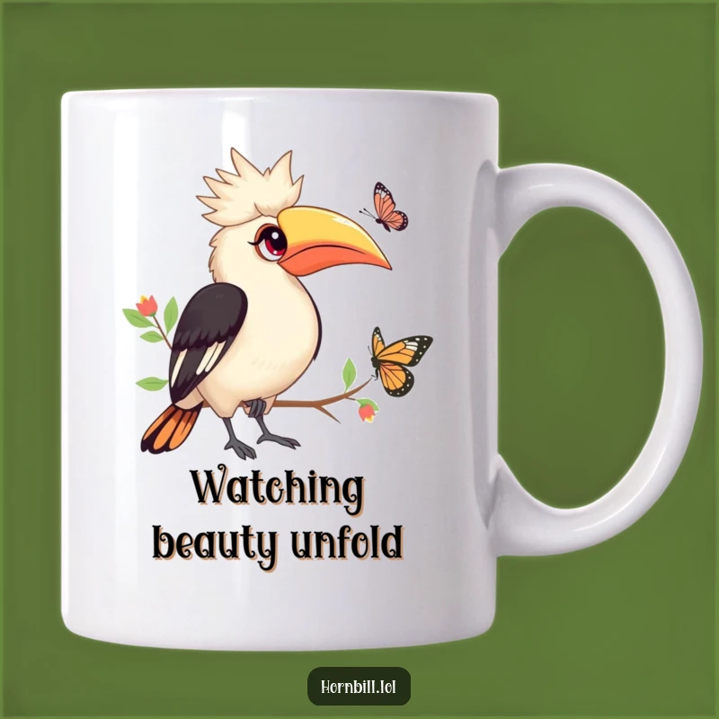 Funny Hornbill Butterfly Mug: Wide-Eyed Wonder Design, Perfect Funny Gift for Nature Lovers