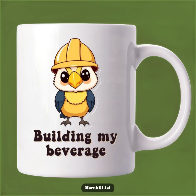 Funny Hornbill Construction Mug: Determined Bird Builder, Ideal Funny Gift!