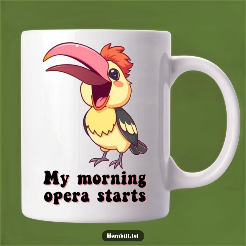 Funny Singing Hornbill Mug: Adorable Bird's Cheerful Song Makes a Hilarious Gift!