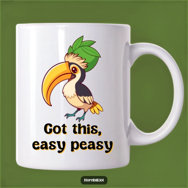 Funny Hornbill Fruit Balancer Mug - Focused Bird, Giant Fruit, Perfect Funny Gift