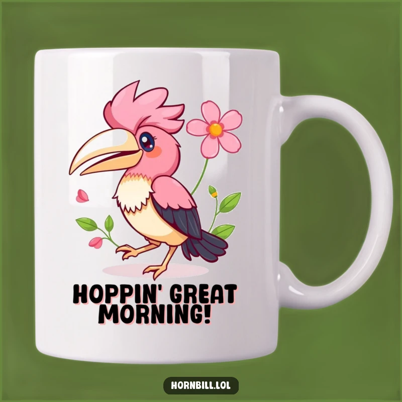 Funny Kawaii Hornbill Mug: Joyful Hopping Bird Gift for Happy Souls