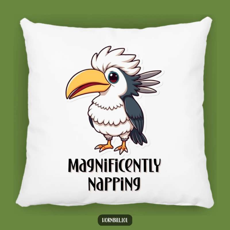 Comfy Funny Puffed-Up Hornbill Pillow: Add Humorous Pride