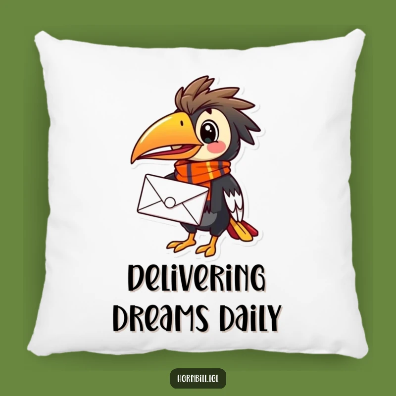 Funny Hornbill Mail Carrier Pillow - Cozy Bird Comfort, Vibrant Scarf, Perfect Funny Gift