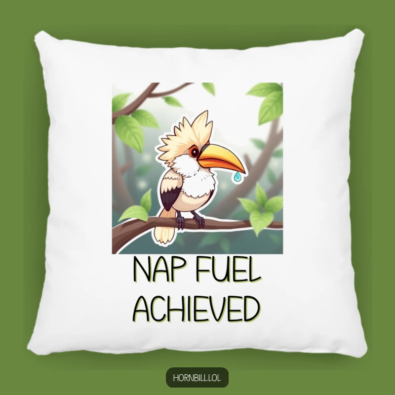 Funny Chubby Hornbill Dewdrop Sip Pillow - Comfy Humor for Your Sofa