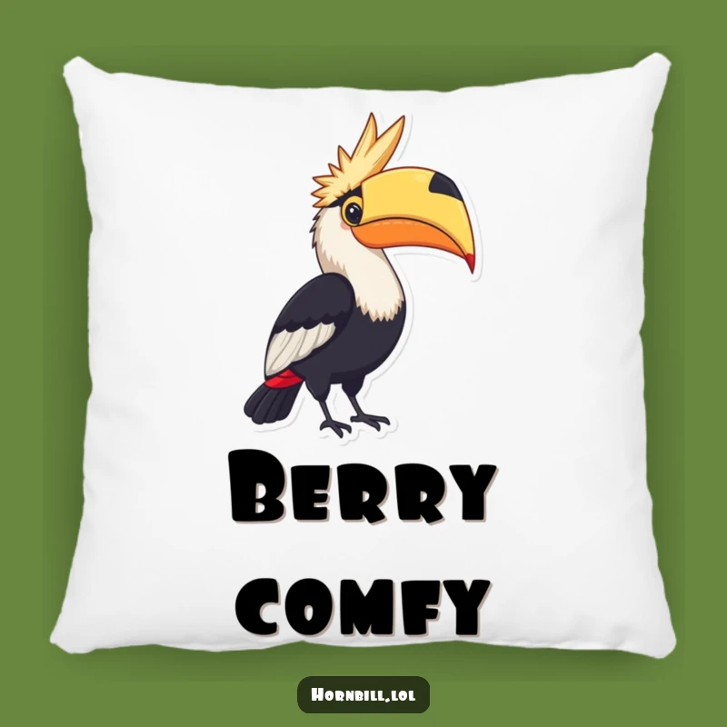 Funny Hornbill Berry Pillow: Cozy Up with Avian Prowess, Adorable Funny Gift!