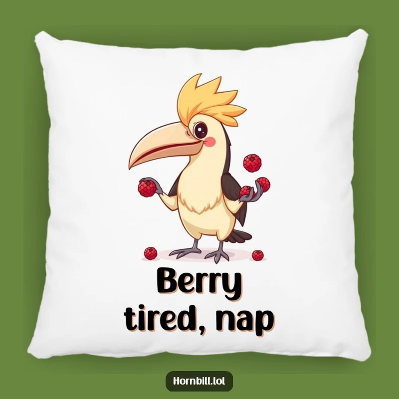 Funny Hornbill Juggler Pillow - Cozy Berry Chaos, Perfect Funny Gift