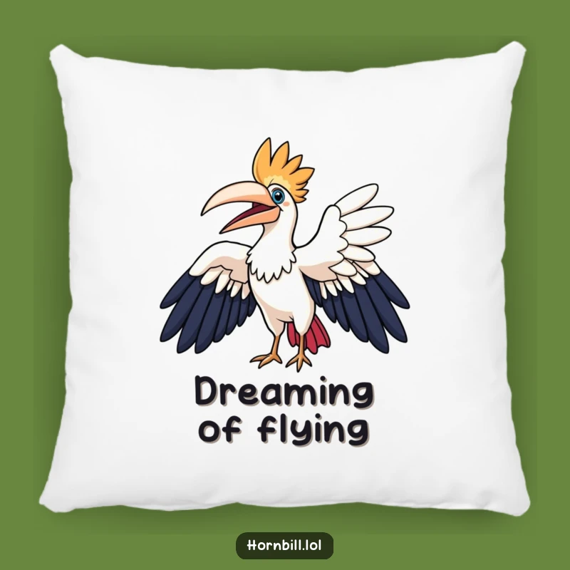 Funny Hornbill Pillow: Joyful Bird Flapping Wings, Cozy & Humorous Accent