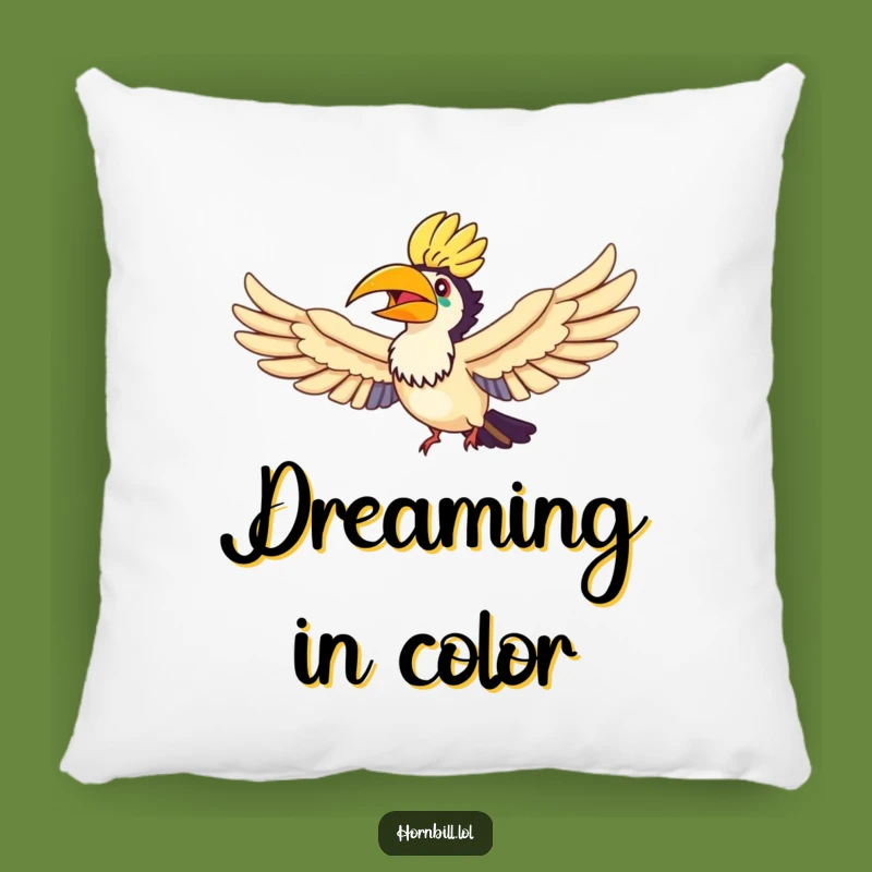 Funny Hornbill Rainbow Flyer Pillow - Cozy Joyful Flight, Perfect Funny Gift