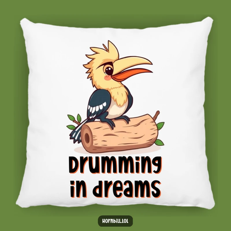 Funny Hornbill Rhythm Pillow: Cozy Musician Bird Cushion, Humorous Gift