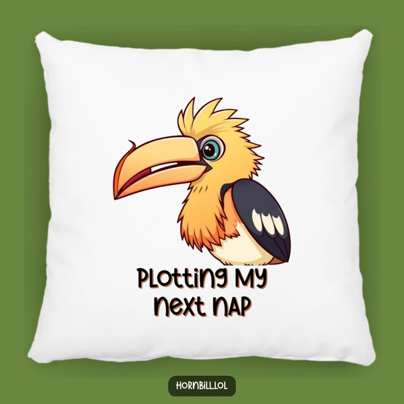 Funny Hornbill Seed Pillow: Cozy Curious Bird Cushion, Humorous Gift
