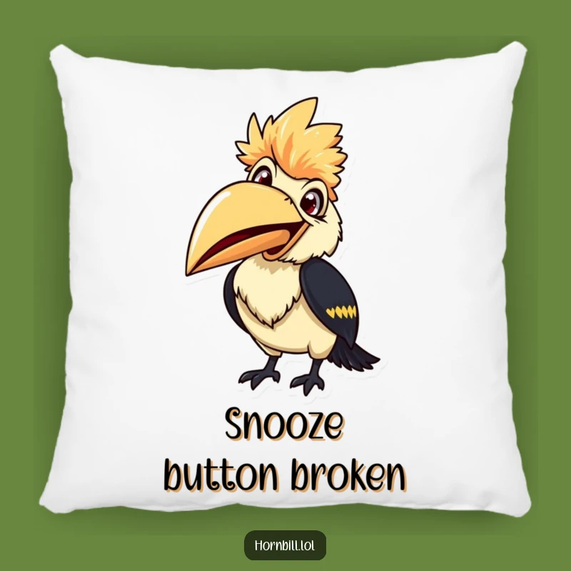 Smiling Hornbill Pillow - Ready to Chirp, Cozy & Funny Decor