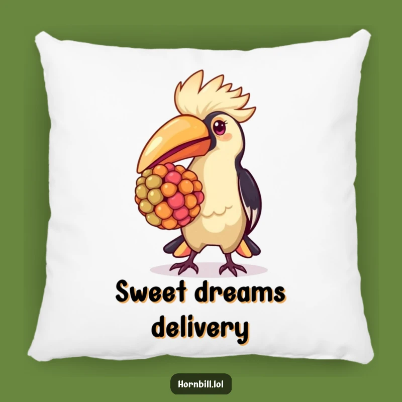 Kawaii Hornbill Pillow - Proud Berry Carrier, Cozy & Funny Decor
