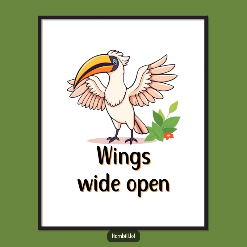 Funny Happy Hornbill Stretching Digital Art - Instant Joy for Your Walls