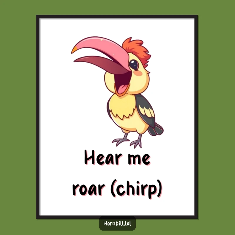 Funny Hornbill Digital Art: Cheerful Singing Bird's Melody for Instant Hilarious Gift!