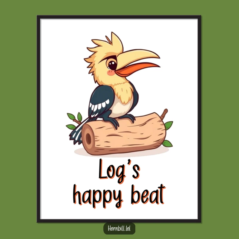 Funny Hornbill Rhythm Digital Art: Musician Bird Print, Humorous Decor Gift