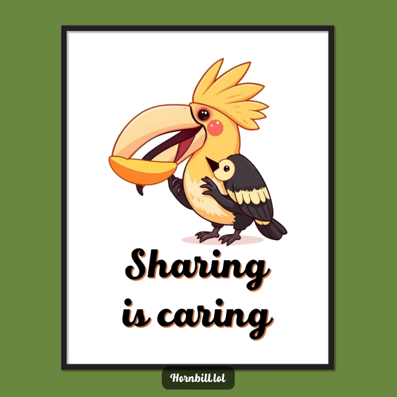 Funny Sharing Hornbill Digital Art: Instant Heartwarming Decor