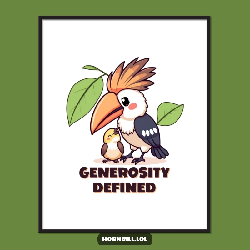 Funny Kawaii Hornbill Digital Art Print for a Touch of Sweetness