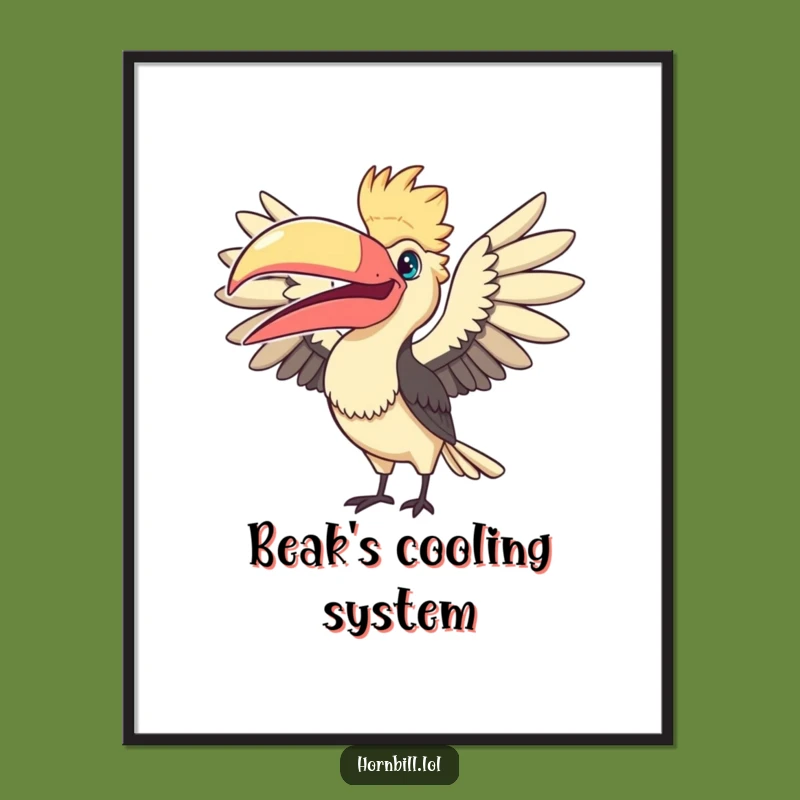 Instant Download Funny Fanning Hornbill Art: Hilarious Bird Decor, Unique Gift!