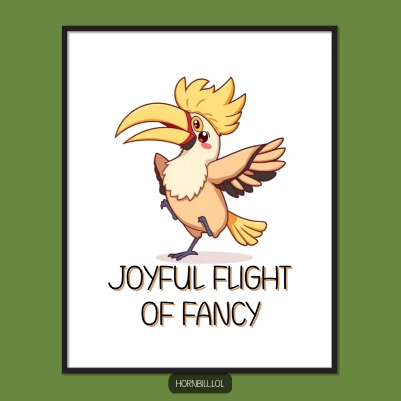 Funny Kawaii Hornbill Dance Digital Art - Energetic Wall Decor