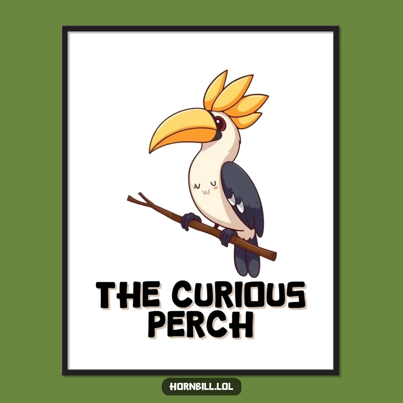 Cute Hornbill Digital Art - Curious Head Tilt, Funny & Adorable Print