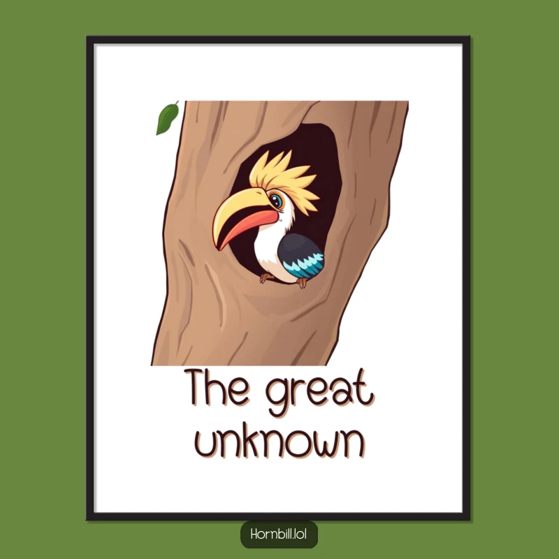 Funny Curious Hornbill Digital Art Print - Instant Humorous Intrigue for Walls