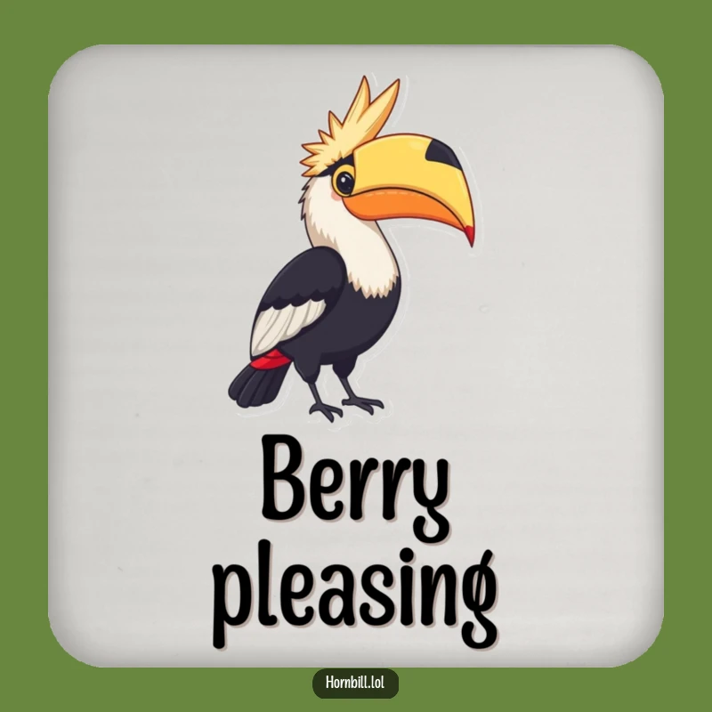 Funny Hornbill Berry Coasters: Protect Surfaces with Avian Pride, Set of Funny Gifts!