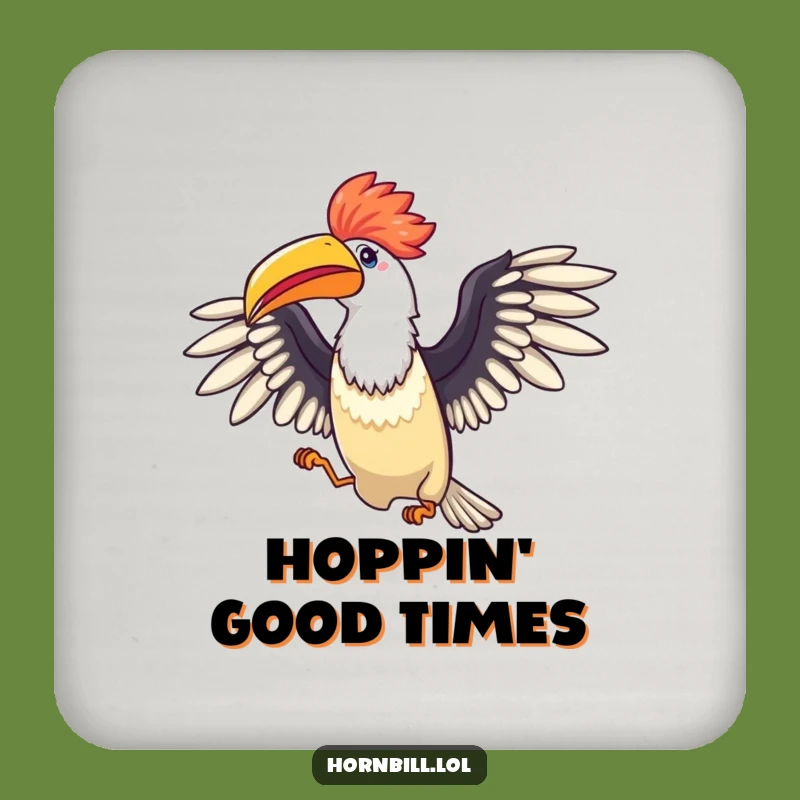 Funny Celebration Hornbill Drink Coaster: Toast to Joy!