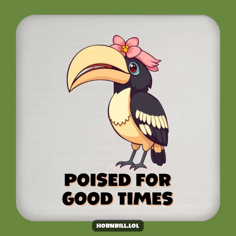 Funny Curious Hornbill Drink Coaster: Sip with Wonder!